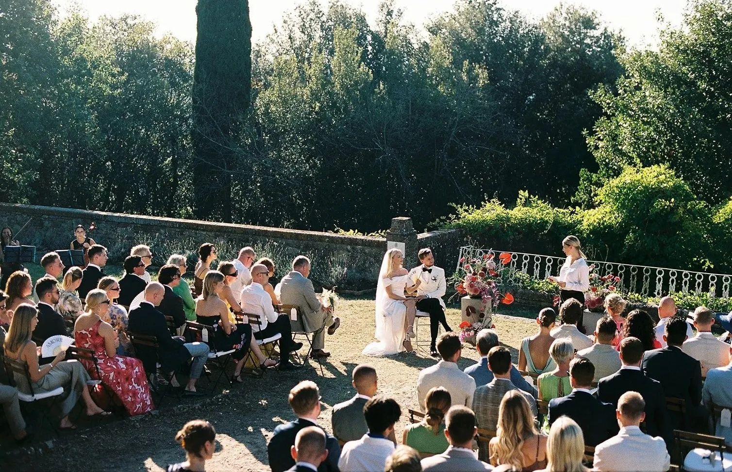 The ceremony on the terrace, on film