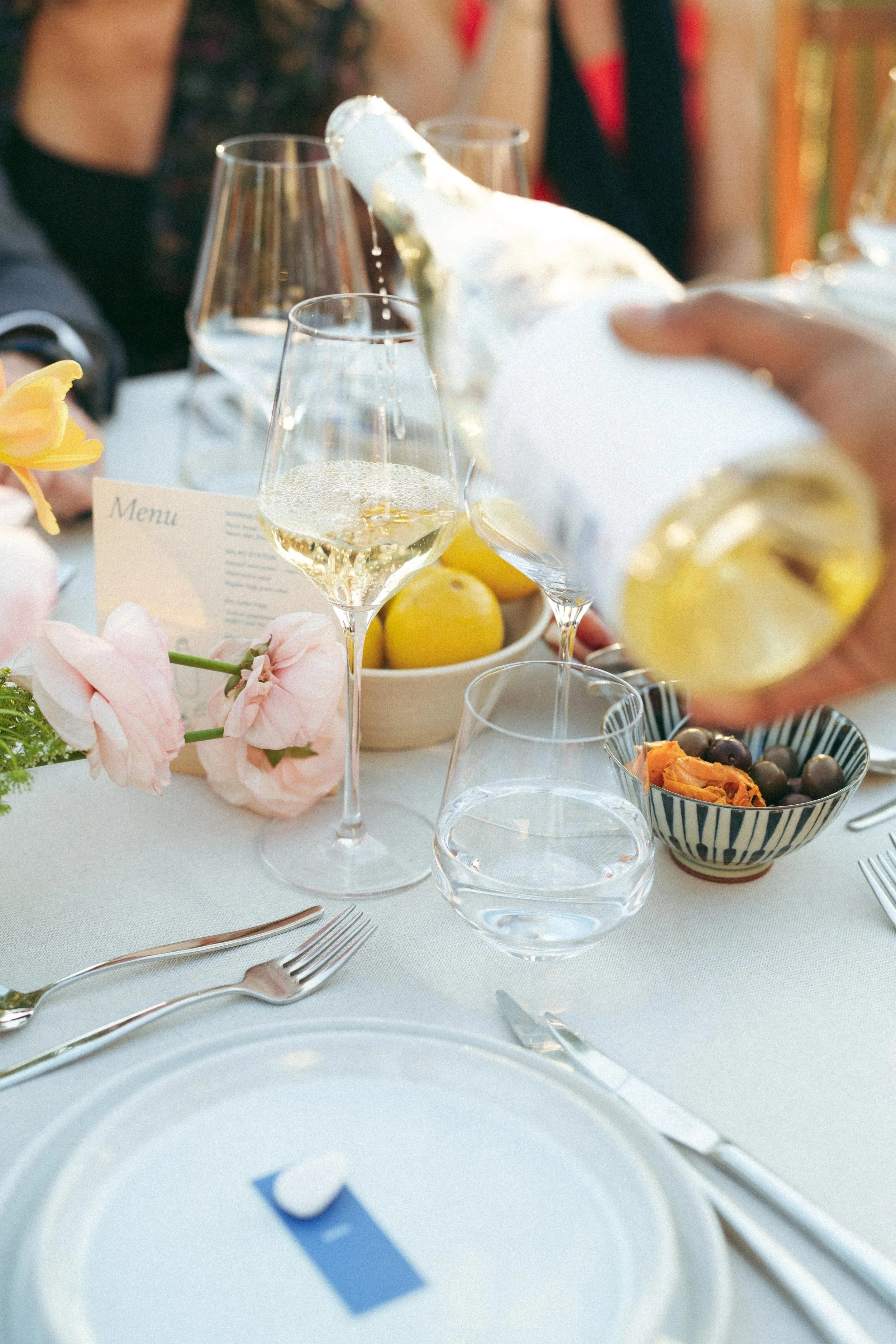 White wine being poured